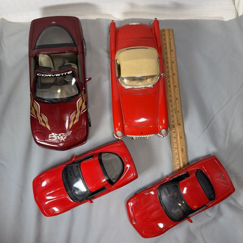4 Vintage Chevy Corvette 1:18 & 1:24 Die Cast Cars 1954 1997 2001 2003 Flaws